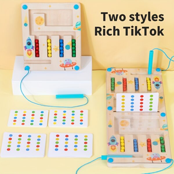 Beginner Logic Training Maze Puzzle, Mixed Color Brain Teaser Toy with Bead Movement Game, Educational Activity for Social Play, Age 3+ - Two Styles Rich TikTok - Image 3