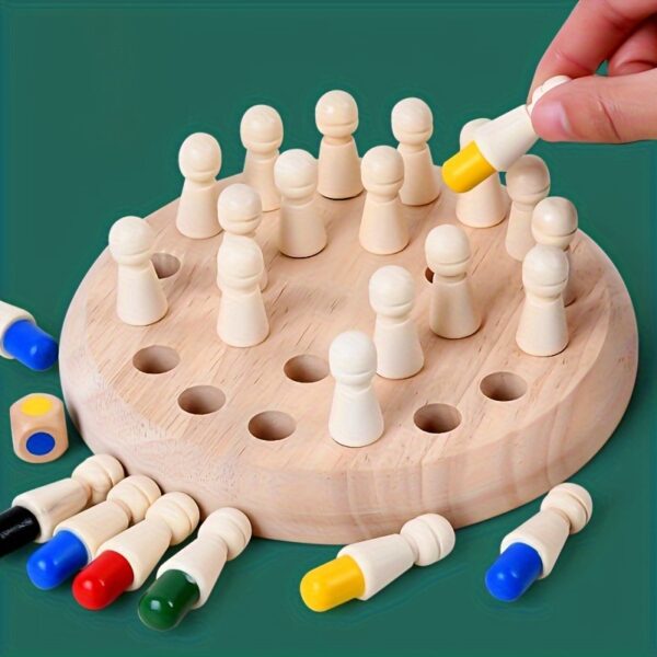 Educational Wooden Memory Chess Game - Fun and Educational Game for Youngsters and Adults - Perfect for Holidays and Gifts, Enhances Youngsters' Memory (Random Colors) - Image 4