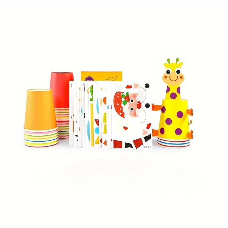 Youngsters DIY Craft Kit with Creative Cup Painting, Mixed Color Materials for Preschool Art and Educational Activities, Stickers, Kindergarten - Image 4