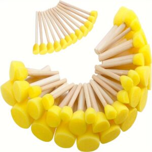 24 Pcs Yellow Sponge Brushes for Graffiti, Painting, and Art Projects - Round Mushroom Heads, Durable Rubber