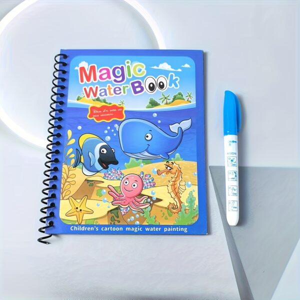 4pcs Reusable Magic Watercolor Books for Youngsters - Educational Cartoon Coloring Toy with Stencils & Markers, Dinosaur, Ocean, Pirate & Fairy Tales Themes, Vibrant Colors, High-Quality Paper, Perfect Gift for Boys & Girls 3+ (Christmas, Thanksgiving, Easter) - Image 5