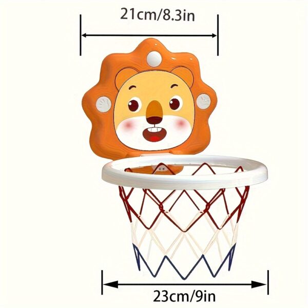Youngsters' Cartoon Animal Basketball Hoop Set with Mini Balls & Pump - Wall-Mounted, Indoor/Outdoor Playset for Boys & Girls Ages 3+ - Image 5