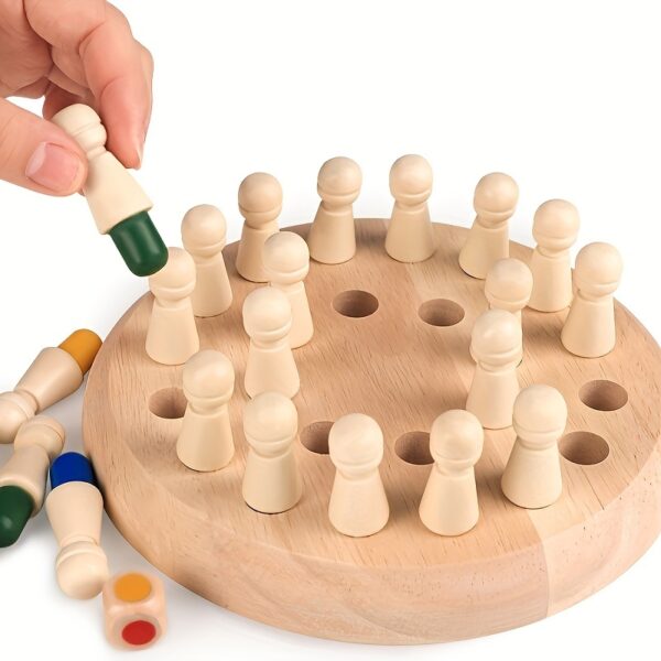 Wooden Memory Match Game - Educational Chess Puzzle for Kids & Adults - Intermediate Skill Level - Portable Family Strategy Board Game for Holiday Gifts & Brain Training - Image 7