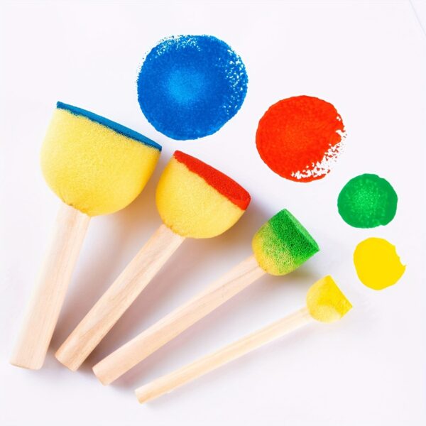 24 Pcs Yellow Sponge Brushes for Graffiti, Painting, and Art Projects - Round Mushroom Heads, Durable Rubber - Image 3