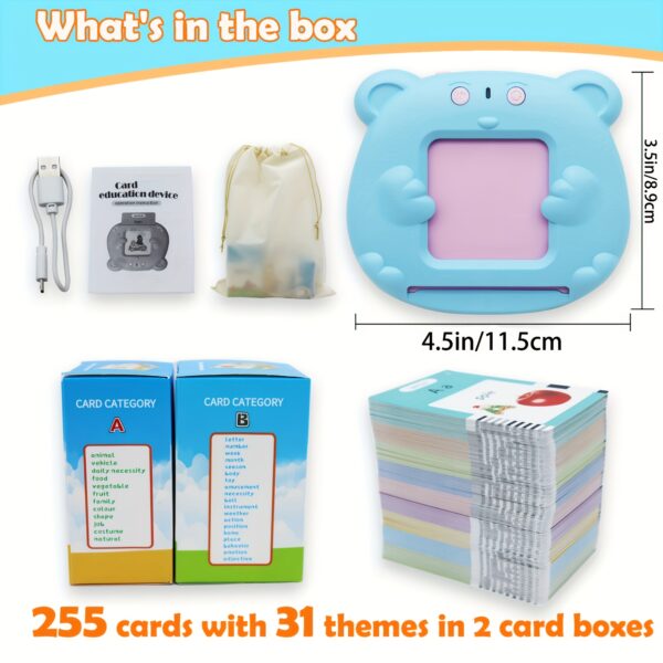 255 Flashcards with 510 English Words That Speak, Interactive Educational Toys for Boys And Girls, Perfect for Christmas And Birthday Gifts, Featuring Auditory And Visual Word Learning. - Image 2