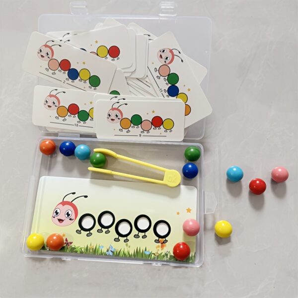 Early Learning for CATERPILLAR Bead Clip Toy - Color Recognition & Fine Motor Skills Development, Focus Training - Educational Wooden Playset for Youngsters, Perfect Christmas Gift