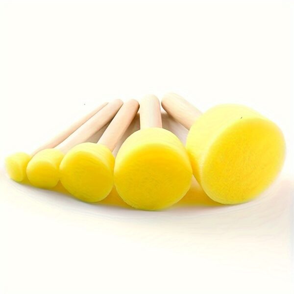 24 Pcs Yellow Sponge Brushes for Graffiti, Painting, and Art Projects - Round Mushroom Heads, Durable Rubber - Image 10