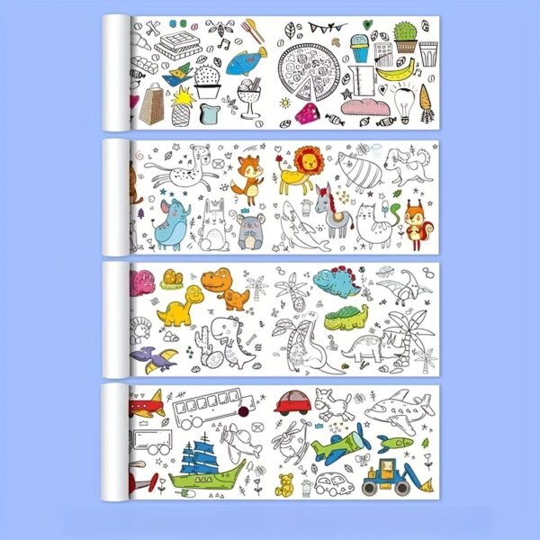 4pcs/6pcs Children's Doodle Painting Roll Coloring Painting, Drawing Paper Long, Various Styles Can Be Selected Easter Gift halloween christmas gift -winter, new year - Image 5