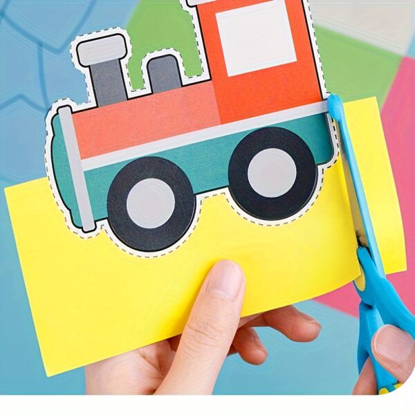 96/120pcs Kids Scissor Skills Activity Set - Paper Cutting Crafts Kit with Child-Safe Scissors for Decoupage, Paper Art, and Fine Motor Skills Development - Image 4