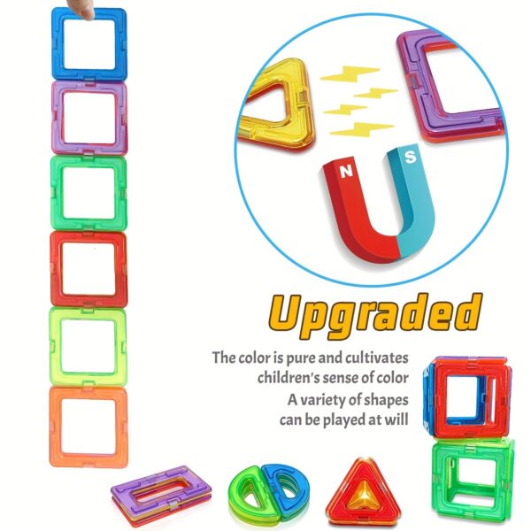 Magnetic Blocks Building Toys for Youngsters,Big Size Magnet STEM Toys Learning Educational Constructor Set Magnet Toys for Youngsters Toys for Youngsters Age 3-6 Birthday Gifts Magnet Gift Random Color - Image 3
