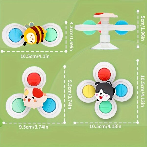 3-Pack Baby Cartoon Suction Cup Spinning Tops, Educational Early Learning Rattles, Stackable Spin Toys, Halloween Thanksgiving Christmas Birthday Gifts, Plastic Mixed Colors, Chinese Mainland Origin, for 0-3 Years Old - Image 8