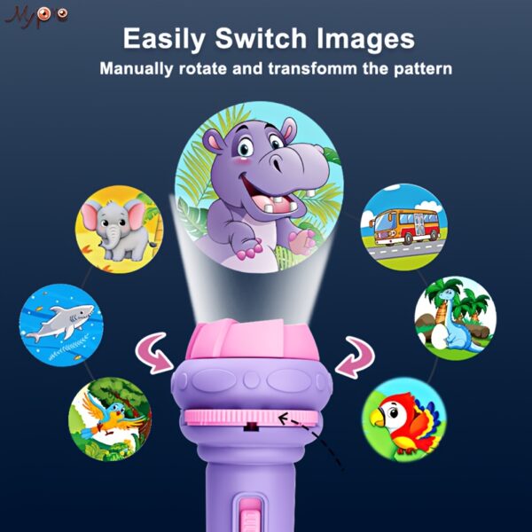 32-Projector Flashlight for Kids - Educational Toy with 32 Interactive Patterns (Dinosaurs, Animals, Numbers 1-10, Fruits) - Portable Bedtime Storytelling Tool, Cognitive Learning Toy for Toddlers - Image 5