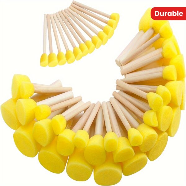 24 Pcs Yellow Sponge Brushes for Graffiti, Painting, and Art Projects - Round Mushroom Heads, Durable Rubber - Image 7
