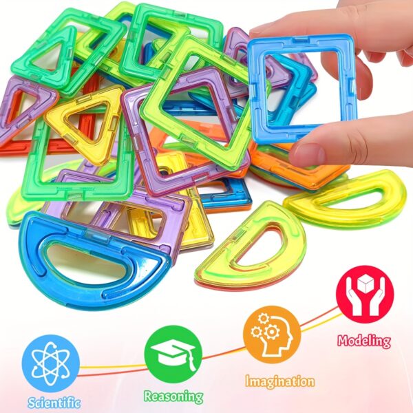 Magnetic Blocks Building Toys for Youngsters,Big Size Magnet STEM Toys Learning Educational Constructor Set Magnet Toys for Youngsters Toys for Youngsters Age 3-6 Birthday Gifts Magnet Gift Random Color - Image 7