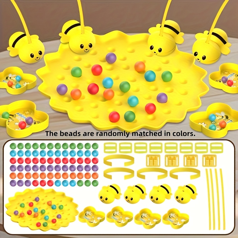 Magnetic Bee & Colorful Bead Game for Kids - Educational Toy to Enhance Brain & Focus Skills, Interactive Family Fun for +, Travel-Friendly, Ideal for Home, Kindergarten, and School Play, Educational Toy | Vibrant Game Setup | Durable ABS Material, Bee Toy - Image 7