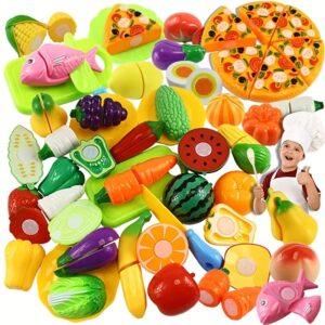 24 Fun Cutting Food, Fruit And Vegetable Toys, Pretend Food Toy Set, Suitable for Early Basic Skill Development