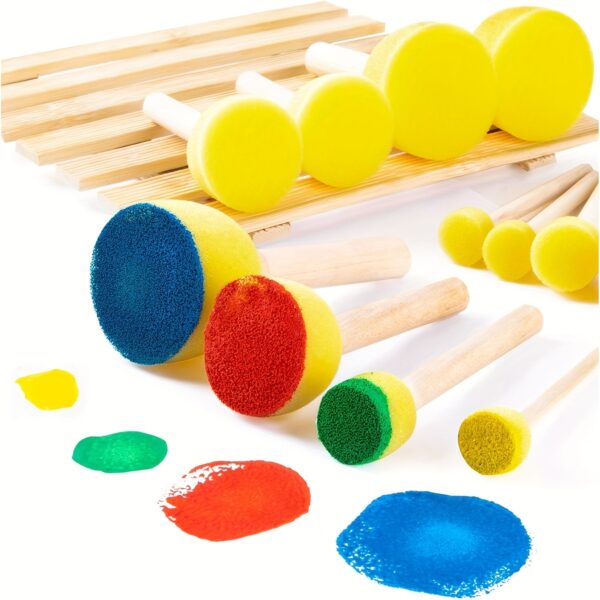 24 Pcs Yellow Sponge Brushes for Graffiti, Painting, and Art Projects - Round Mushroom Heads, Durable Rubber - Image 5