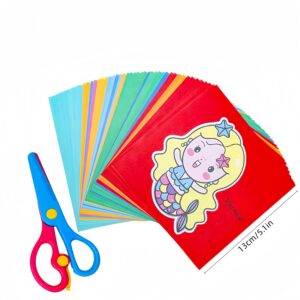96/120pcs Kids Scissor Skills Activity Set - Paper Cutting Crafts Kit with Child-Safe Scissors for Decoupage, Paper Art, and Fine Motor Skills Development
