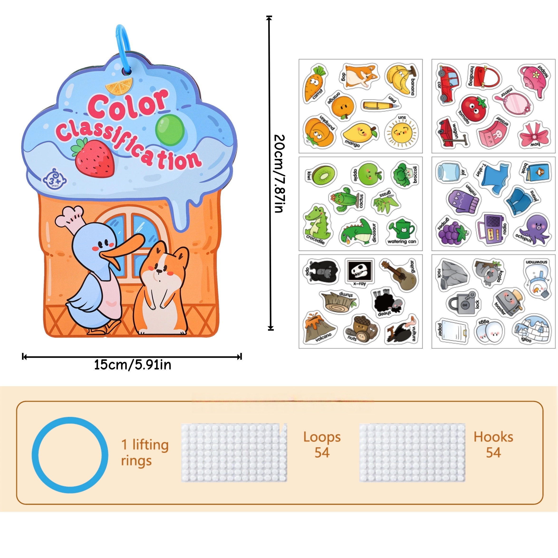 Early Activity Development Busy Book, Reusable DIY Sticker Toy Book for Color Recognition, Word Flashcards, Shape Matching, Interactive Fun Games to Enhance Focus and Cognitive Skills - Image 5