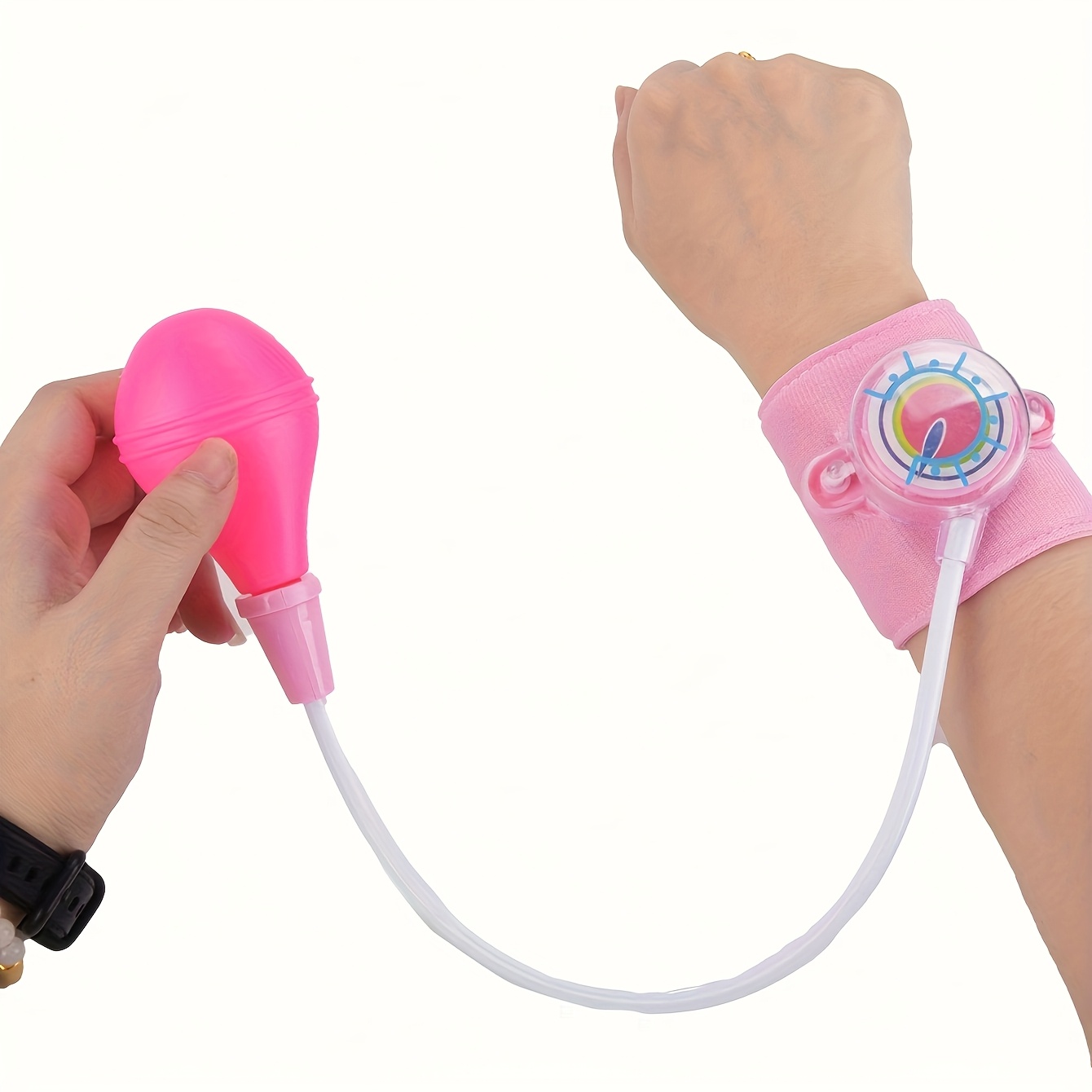 1pc Sphygmomanometer Toy Stethoscope - Fun Medical Role-Play Tool for, Pink & Blue Plastic Sphygmomanometer with Inflatable Cuff, Nurse & Doctor Playset for Pretend Checkups, Health Education Toy for Youngsters, Kidfriendly Design, Durable Toy - Image 3