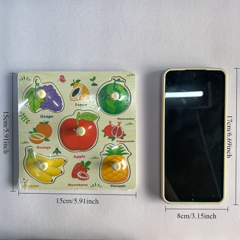 Colorful Wooden Fruit Recognition Puzzle - Children's Puzzle Toy for Halloween,Christmas Event & Party Supplies - Image 2