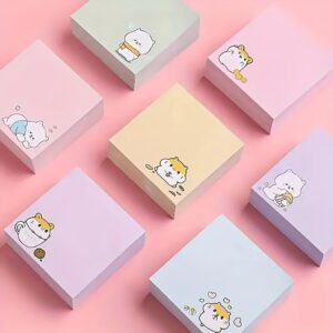 80 Sheets Cute Cartoon Animal Sticky Notes, Portable Solid Color Tearable Paper Reminder Notes, Random Color Pack