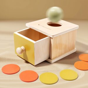 Wooden Drawer Coin Box, Fine Motor Skills Development Toy, Birthday Gift, Colorful Design, Friendly, Coin Storage Box, Wooden Drawer, Coin Storage Box