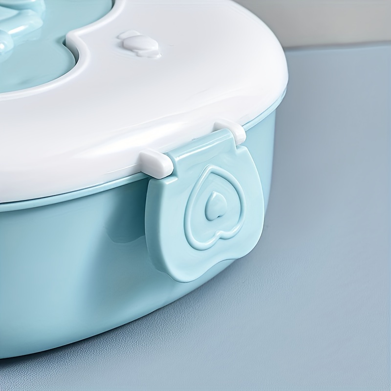 Divided Portable Lunch Box for Students & Office Workers, Microwave Safe & Reheatable, Cute Cartoon Design, Plastic Insulated Lunch Box, Square Shape, Manual Operation, No Power Needed,back to school - Image 6