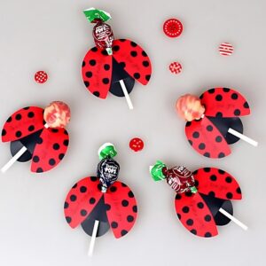 50pcs Ladybug-Shaped Lollipop Paper Cups - Festive DIY Lollipop Cups with Red and Black Wings, Perfect for Parties and Celebrations, Party Decorations | Playful Design | Durable Paper Cups, Lollipop Party Favors