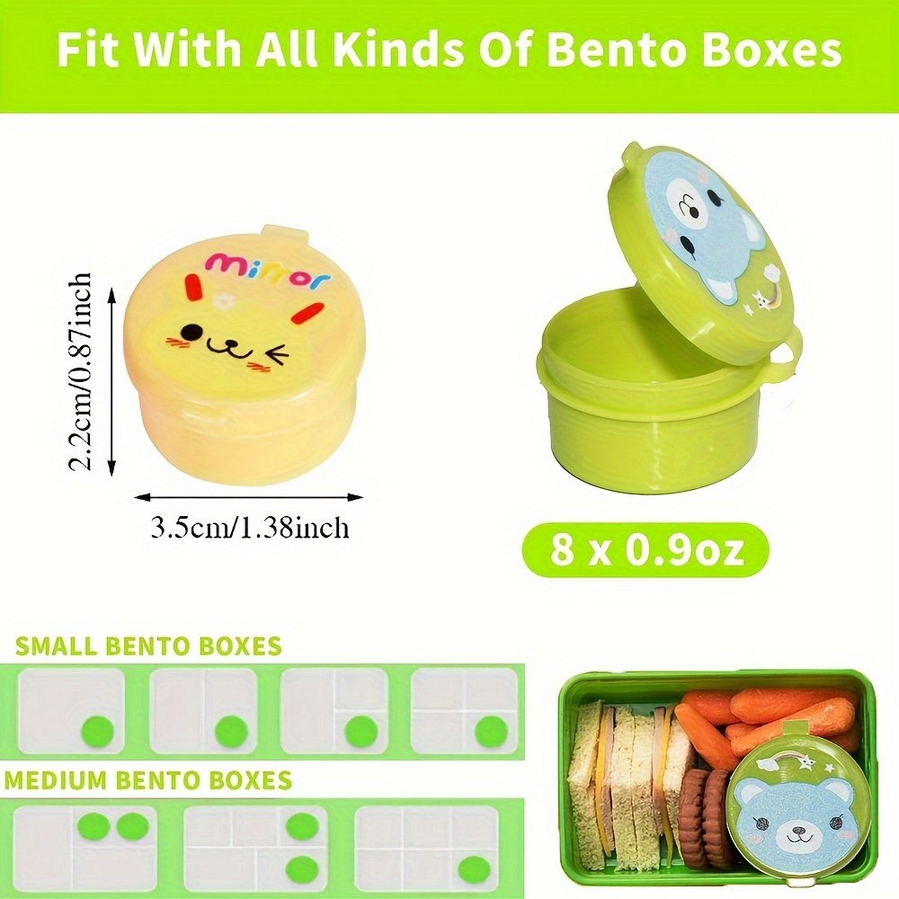 8pcs Mini Portable Sauce Containers with Cute Animal Lids - Food-Safe PET Material - Perfect for Lunch Boxes, Picnics, and Outdoor Activities, Bento Box Accessories | Cute Animal Design | Mirrorlike Finish, Sauce Cups - Image 6
