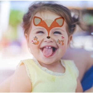 FTVLTAT Animal Temporary Face Tattoo Sticker Set for Youngsters & Adults - Water Transfer Butterfly, Panda, Deer, Giraffe, Fairy & Floral Designs - Halloween & Festival Body Makeup Decorations, Festive Makeup Accessory|Playful Design|Water Transfer Tattoos, Cute Tattoos