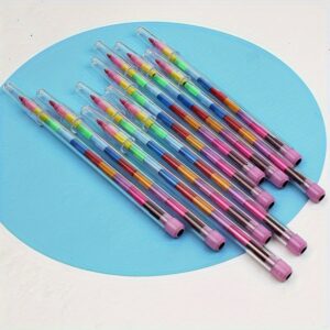 ZMIU 12pcs Multi-Color Block Crayons - Lightweight, Round Tip for Oil Painting & Graffiti Art, Ideal for Office Supplies & Writing Correction