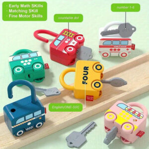 3/6pcs Unlocking Imagination: Early Learning Train Locks - Keys Sensory Car Activity Fine Toys Busy Board, Christmas Halloween Thanksgiving Gifts, Plastic, Fine Motor Skills Development, Busy Board, Imaginative Play, Colorful Design, Durable Construction, Best for Christmas, Perfect for Thanksgiving