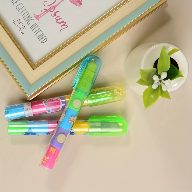 4-Pack Creative Building Block Erasers, Vibrant Assorted Colors - Fun Office and School Supplies, Art and Study Accessories, Christmas Gift, Back to School Essential, PVC Material, Oval Shaped - Image 6