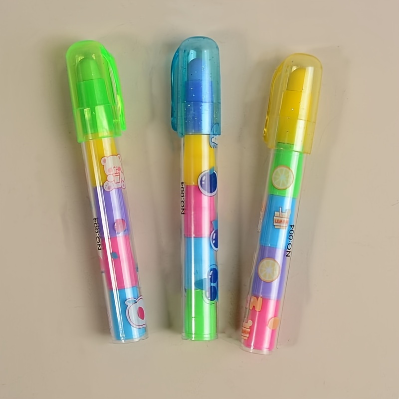 4-Pack Creative Building Block Erasers, Vibrant Assorted Colors - Fun Office and School Supplies, Art and Study Accessories, Christmas Gift, Back to School Essential, PVC Material, Oval Shaped - Image 7