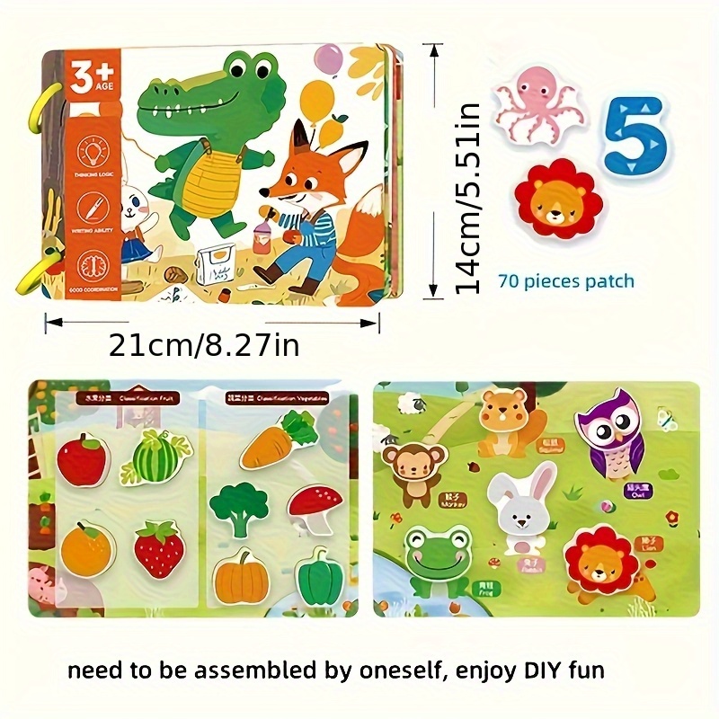 Interactive Family Activity Book for Youngsters Ages 3+ with DIY Stickers - Animal Recognition, Alphabet Learning & Fine Motor Skills Educational Toy for Parent-Youngsters Bonding, Cognitive Development (White), Playful Illustrations | Durable Pages, Youngsters Toy - Image 6