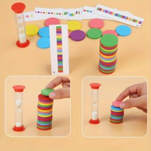 Colorful Wooden Memory Match Game for - Educational Puzzle Toy to Enhance Focus, Thinking Skills & Agility - Mixed Colors with Timer & Flashcards Included