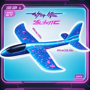 2-Pack Giant Foam Glider Planes - Boomerang Flying Toys, Red & Blue, Lightweight Foam Construction for Kids & Adults - Manual Throw & Catch, No Batteries Needed - Outdoor/Indoor Play for Birthday, Christmas, Easter, Backyard, Park - Safe Non-Toxic Flying Gifts, Backyard Fun, Speckled Pattern Design, Easy to Fly, Family Fun Activity