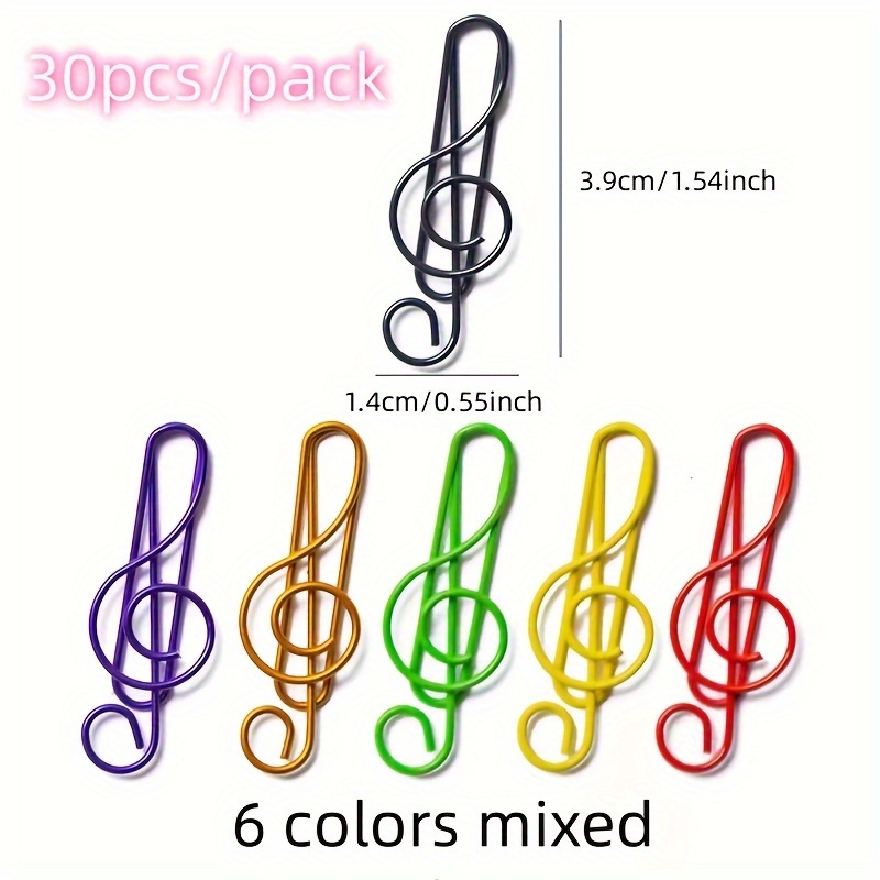 30pcs Colorful Musical Note Shaped Metal Paper Clip Bookmark Stationery School Office Supply - Image 4