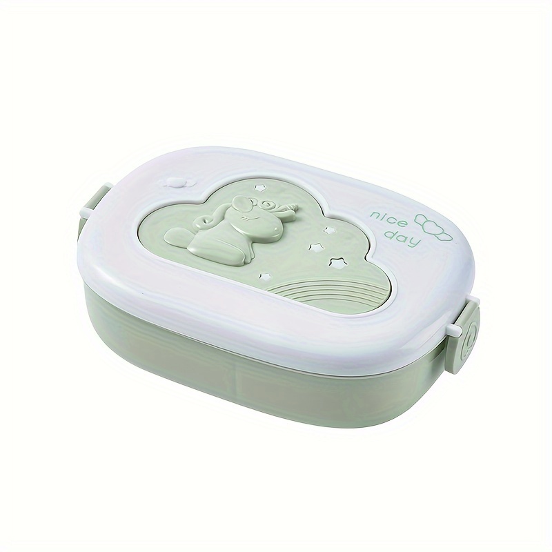 Divided Portable Lunch Box for Students & Office Workers, Microwave Safe & Reheatable, Cute Cartoon Design, Plastic Insulated Lunch Box, Square Shape, Manual Operation, No Power Needed,back to school - Image 4
