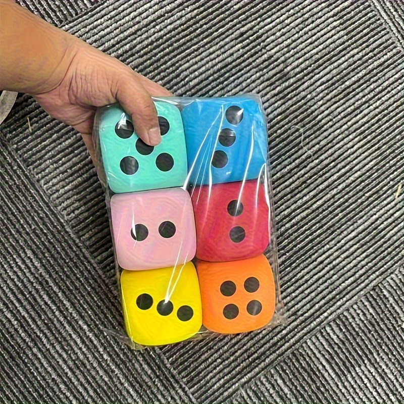 6pcs Random Color 3.8cm Large Soft Foam Dice Set - Perfect for Learning and Playing - Suitable for Party Games & Activities, Birthdays, Christmas, Halloween, etc - Image 7
