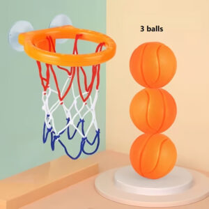 1 Set of Bathing Blue Ball Toys, 1 Stand + 3 Balls, Indoor Water Amusement Toy, Indoor Basketball Water Toy