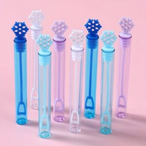 10pcs Christmas Snowflake Bubble Wands - Plastic Party Favors for Weddings, Birthdays, Bridal Showers, Bachelor Parties - Universal Holiday Celebration Bubble Blowers (Empty Bottles, No Liquid), Halloween