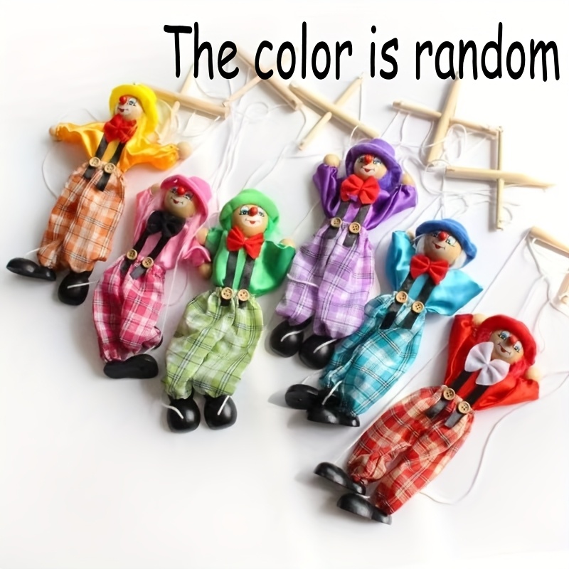 Creative retro funny wooden clown puppet