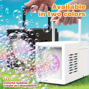 Youngsters Outdoor Automatic Bubble Machine Toy - Portable Handheld Bubble Blower for Parties, Stage Performances & Festive Events, Creates 10,000+ Bubbles/Minute, 2 Colors (White/Black), No Batteries or Bubble Solution Included, Party Favors | Modern Design | Stylish Bubble Machine