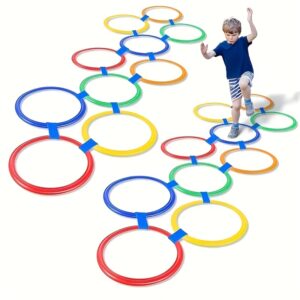 10pcs Colorful Agility Hoops Set, Durable Plastic Sensory Training Circles, with Connectors for Indoor & Outdoor Balance & Coordination Exercise, Sports Equipment for Soccer & Basketball Training
