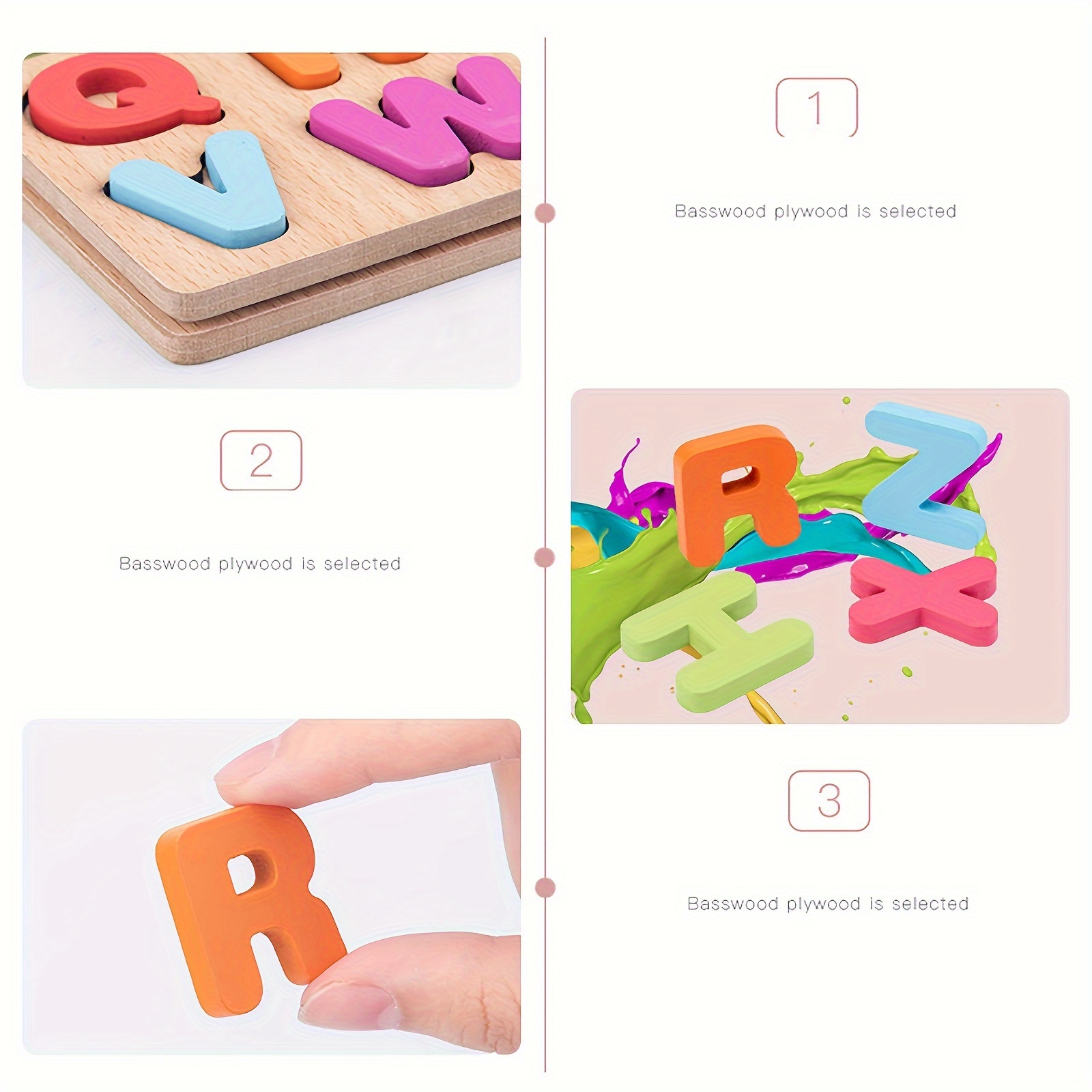 Baby Education Toddler Puzzles, 3 Sets Wooden ABC Alphabet/Number/Shape Puzzles, Toddler Learning Toys for Boys and Girls - Image 3