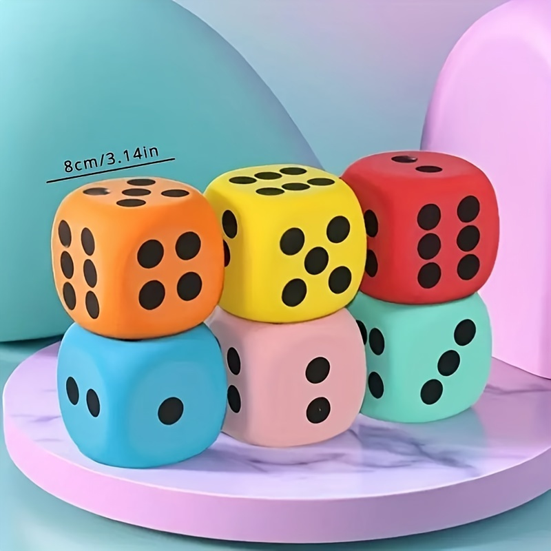 6pcs Random Color 3.8cm Large Soft Foam Dice Set - Perfect for Learning and Playing - Suitable for Party Games & Activities, Birthdays, Christmas, Halloween, etc - Image 6