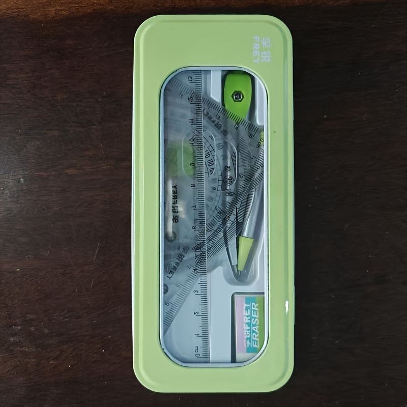 1Set Durable 7-In-1 Measurement And Drawing Tool Set - Very Suitable for Students And Professionals, Ensuring Precision And Portability, Including Compasses, Protractors, Rulers And Erasers - Image 4