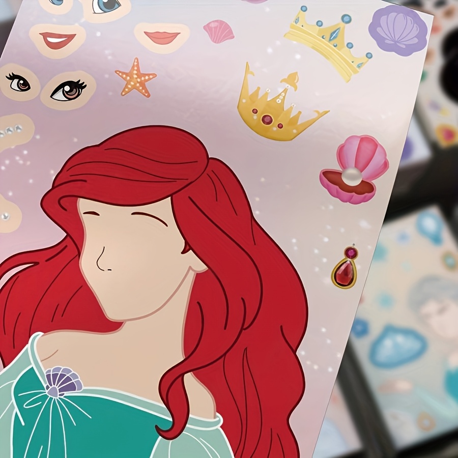 8pcs Disney Princess Puzzle Stickers – Waterproof DIY Set